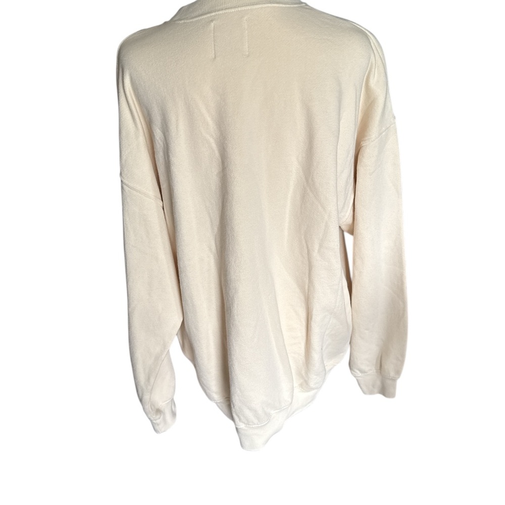 Distressed Graphic Cream Floral oversized Sweatshirt - Picture 4 of 5